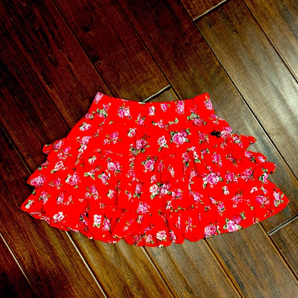 Abercrombie Kids Floral Red Ruffle Skirt - Picture 2 of 5